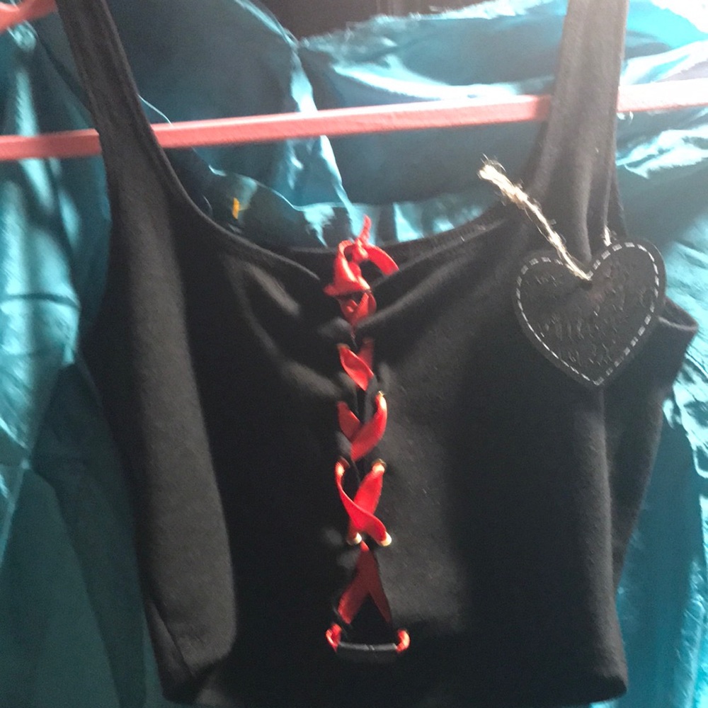 Top medium black and red lace handmade design by REG